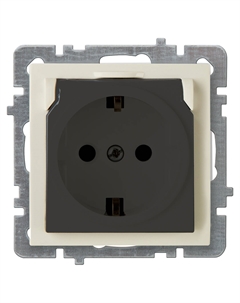 TOURAN крем. Розетка 1-гн. с/з с крышкой (без рамки) 24120418 Nilson