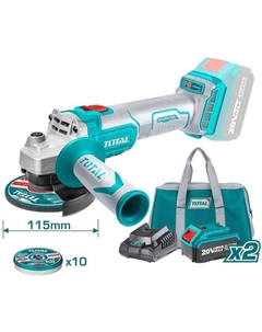 Угловая шлифмашина TAGLI2011582 (с 2-мя АКБ) Total