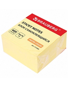 Блок самоклеящийся (стикеры), 400 листов, желтый Brauberg