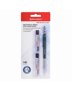 Карандаш механический 0,7 мм + грифели HB 24 штуки, METALLIC-X 0 Brauberg