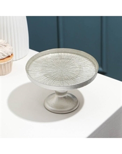 Блюдо «Кувшинка Нимфея», d=16 см, на ножке, стекло, серебристое Akcam