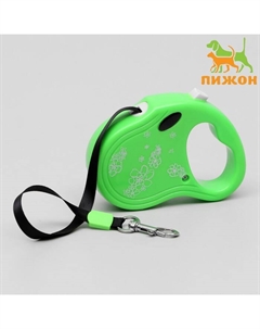 Рулетка "Цветы", 3 м, до 10 кг, зелёная Пижон