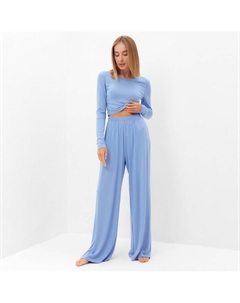 Пижама женская (лонгслив, брюки) : Home collection, размер 42, голубая Minaku