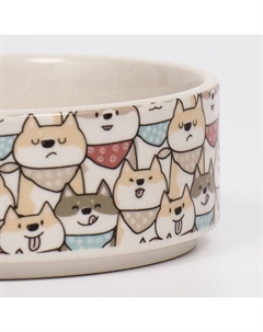 Миска керамическая «Хаски» 200 мл - 10.5×10.5×4 см, бежевая/серая Пижон