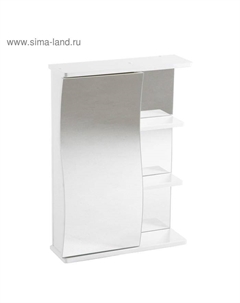 Зеркало - шкаф для ванной комнаты «. Волна» левый, 500×705×160 мм, цвет белый Клик мебель