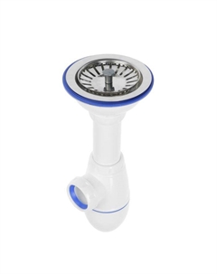 Сифон для мойки Unicorn B412P, 3 1/2"х40 мм, без гофры, без перелива, ручка пластик