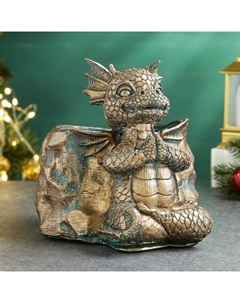 Фигурное кашпо «Дракон» бронза с окислением, 17×22×19 см Хорошие сувениры