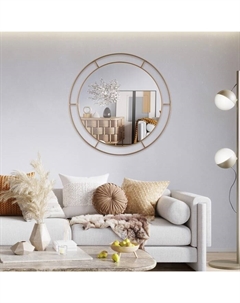 Зеркало интерьерное настенное «», в круглом корпусе из металла, с ободом, d=60 см, цвет белое золото Рубин