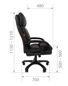 Кресло офисное для руководителя 505, с подголовником, на колёсиках, экокожа, цвет чёрный/чёрный Chairman