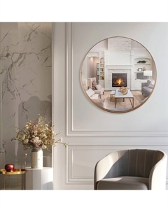 Зеркало интерьерное настенное «», в круглом корпусе из металла, d=50.5 см, цвет белое золото Рубин