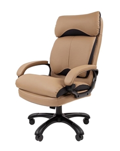 Кресло офисное для руководителя 505, с подголовником, на колёсиках, экокожа, цвет бежевый/чёрный Chairman