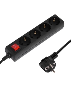 Сетевой фильтр SP4B-230 4S, 4 розетки, 3 м, 10 А, 3х0.75 мм2, с з/к, с выкл., черный 5bites