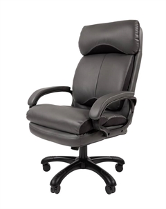 Кресло офисное для руководителя 505, с подголовником, на колёсиках, экокожа, цвет серый/чёрный Chairman