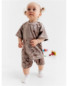 Костюм (шорты и футболка) «Бархат», рост 86-92 см, бежевый Крошка я