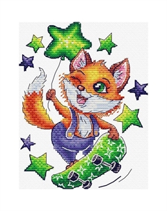 Набор для вышивания «Лисёнок-скейтбордист» М.п.студия