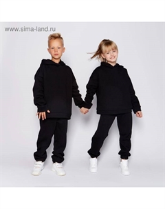 Костюм детский (худи, брюки), цвет чёрный, рост 122 Minaku