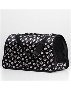 Сумка-переноска каркасная «Лапки Happy», размер L, 53×21×29 см, чёрная Пижон