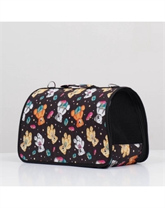 Сумка-переноска каркасная «Медведи на черном фоне», размер L, 52×28×28 см Пижон