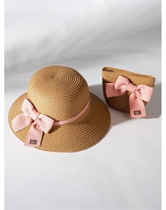 Комплект для девочки : шляпа (размер 52), сумочка, коричневый Minaku