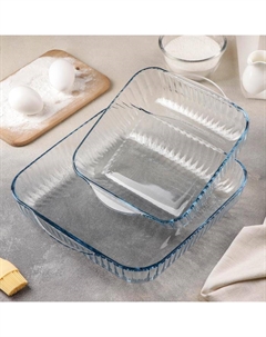 Набор форм для запекания Borcam, 2 предмета: 2 л, 3.5 л, жаропрочное стекло, прозрачный Pasabahce