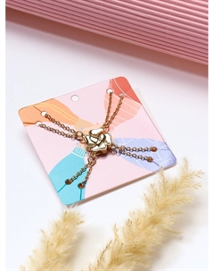 Кулоны парные на цепочке «Неразлучники», на магните, четыре сердца, цвет золото, 55 см Qf