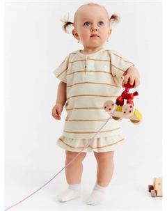 Костюм махровый (шорты и футболка), рост 80-86 см, молочный Крошка я