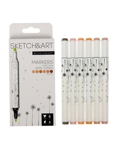 Набор художественных маркеров 6 цветов SKETCH&ART "Портрет" Brunovisconti