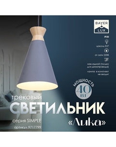 Светильник трековый Simple «Лика» Е27 40Вт серый 14,5х14,5х21,5-121,5см Bayerlux