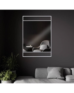 Зеркало интерьерное настенное «», в прямоугольном корпусе из металла, 100×70 см, цвет белый Рубин