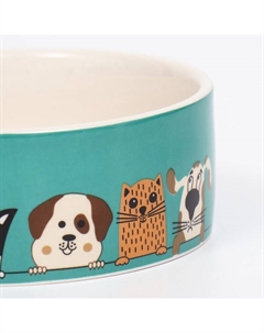Миска керамическая «Кошки-собаки» 250 мл - 11.5×11.5×5 см, голубая/белая Пижон