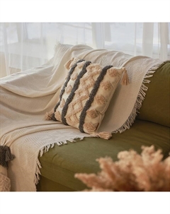 Наволочка декоративная с кисточками SL Home, 45×45 см, серая, бежевая Sima-land home