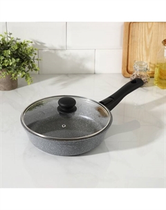 Сковорода «Марбл», d=24 см, стеклянная крышка, съёмная ручка, антипригарное покрытие Доляна