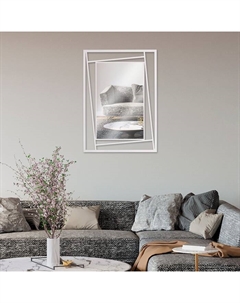 Зеркало интерьерное настенное «», в прямоугольном корпусе из металла, 88×63 см, цвет белый Рубин