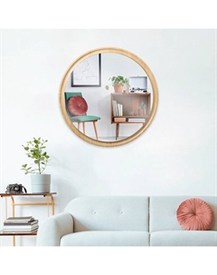Зеркало интерьерное настенное «», в деревянной раме, круг d=70 см, цвет светлое дерево Рубин