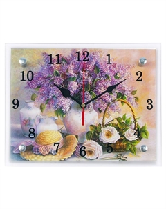 Часы=картина настенные, интерьерные «Сирень в вазе», бесшумные, 25×20 см Сюжет