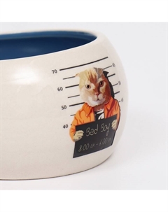 Миска керамическая Tasty, скошенный край 200 мл - 10.5×10.5×5.6 см, синяя/белая Пижон