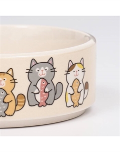 Миска керамическая «Парные коты» 200 мл - 10.5×10.5×4 см, белая Пижон