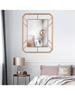 Зеркало интерьерное настенное «», в прямоугольном корпусе из металла, 91.5×71 см, цвет белое золото Рубин