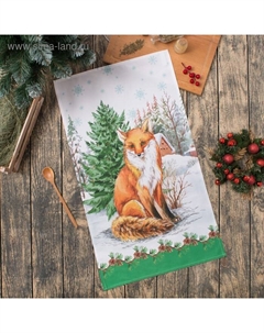 Полотенце «. Новогодний лес. Лиса», 40×67 см, 100 % хлопок, саржа, 190 г/м² Этель