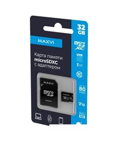 Карта памяти microSDHC 32GB MSD32GBC10V10 (с адаптером) Maxvi