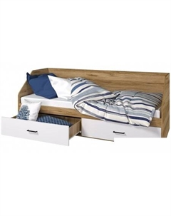 Кровать-тахта Лайт 800 2ящ (белый-крафт золотой) Горизонт