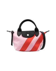 Сумка Le Pliage Cow Leather Trim Shoulder Bag Extra Small Women's Pink/Red Longchamp