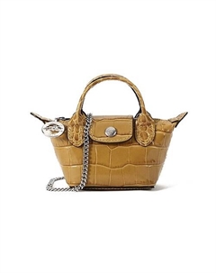 Сумка Le Pliage Cuir Cow Leather Dumpling Bag Mini Women's Withered Tea Brown Longchamp
