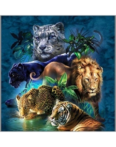 Алмазная мозаика «Дикие кошки», 45 × 45 см, 40 цветов Milato