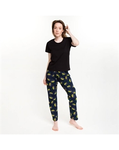 Комплект женский (футболка, брюки), цвет чёрный, размер 50 Tusi