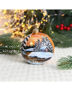 Ёлочный шар d-10 см "Холодное солнце" Винтажный шар