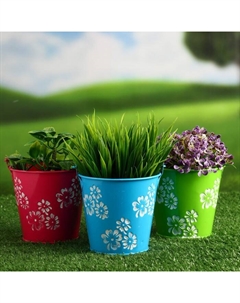 Кашпо "Ведерко Леа" 10х10см, набор 3шт Take it easy