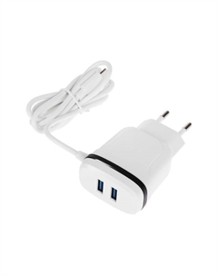 Сетевое зарядное устройство Ritmix RM-2082C, 2 USB, 2 А, Type-C, белое