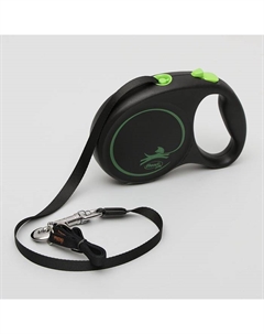 Рулетка Black Design L (до 50 кг) 5 м лента, черный/зеленый Flexi