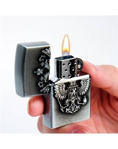 Зажигалка газовая «Герб России», 3.5×5.5×1.2 см, серебро Сима-ленд